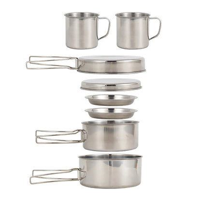 Ensemble de 8 ustensiles de cuisine de camping en acier inoxydable