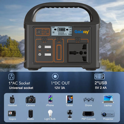 Station d'alimentation électrique portable 100W 24000mAh LiFePO4, générateur solaire