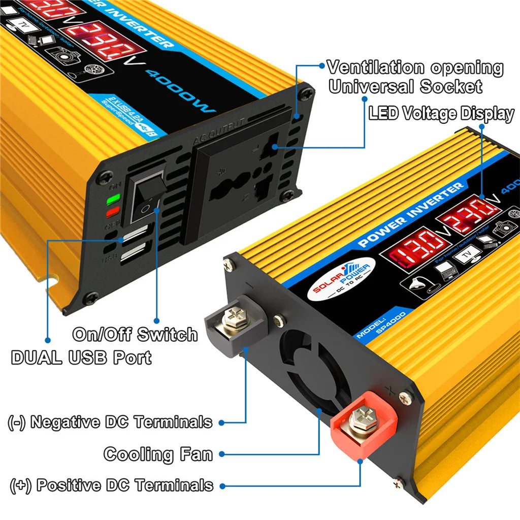 Inversor de corriente para coche de 12 V CC a 110 V o 220 V CA