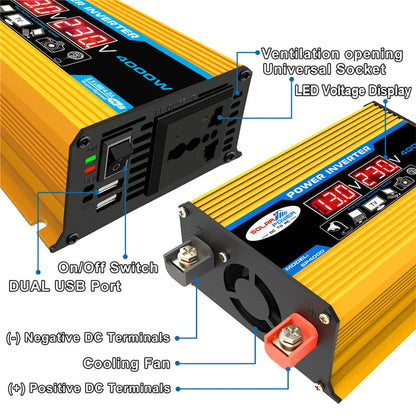 Inversor de corriente para coche de 12 V CC a 110 V o 220 V CA