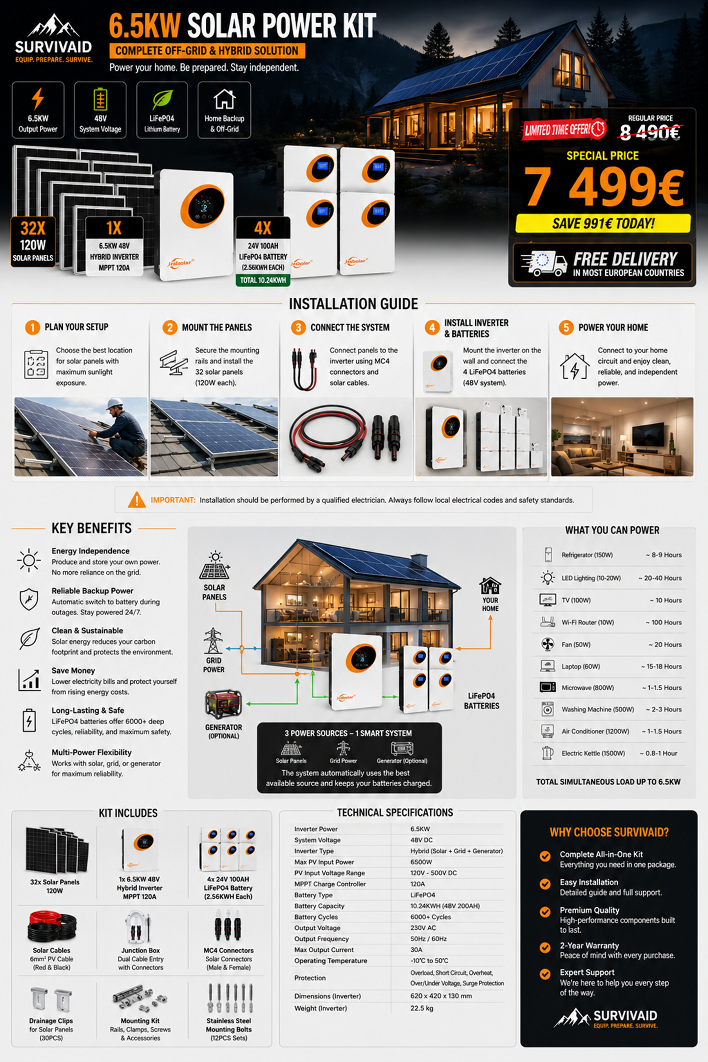SURVIVAID Home Power Pro 6.5KW
