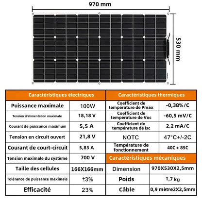 Panneau solaire Flexible 12V, 600W 100W 200W 300W 400W 500W
