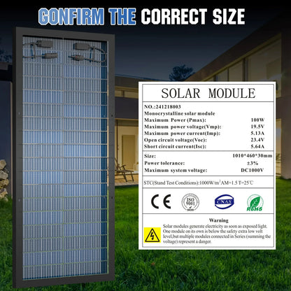 Panneau Solaire Double Face 100W à 400W 12V — Monocristallin 18BB, Efficacité 25,5%, IP65