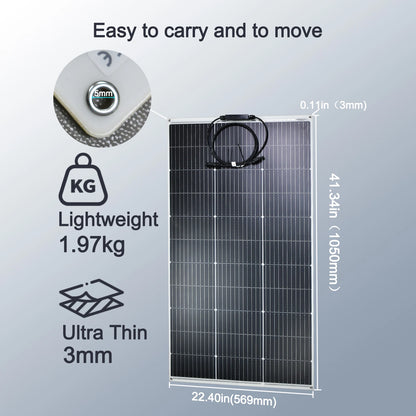 Panneau solaire flexible 250W (2 x 125W) à haute efficacité