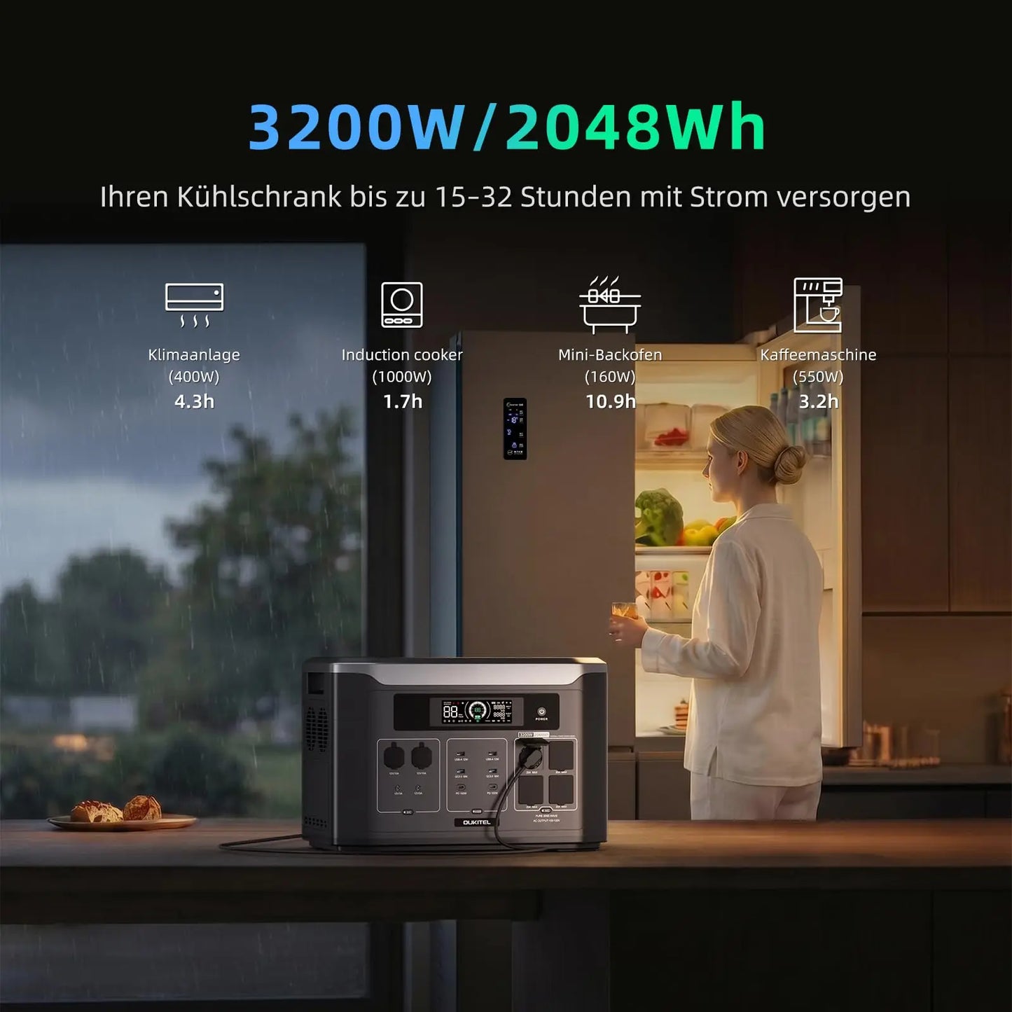 Station d'alimentation portable 3200W – 2048Wh LiFePO4 connectée