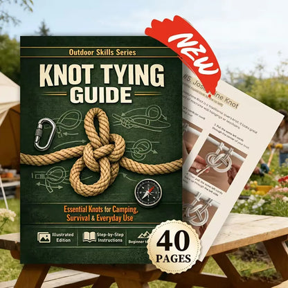 Outdoor Survival Knot Bible, 40-page, spiral-bound, color-coded illustrated knot manual, step-by-step guide for adults