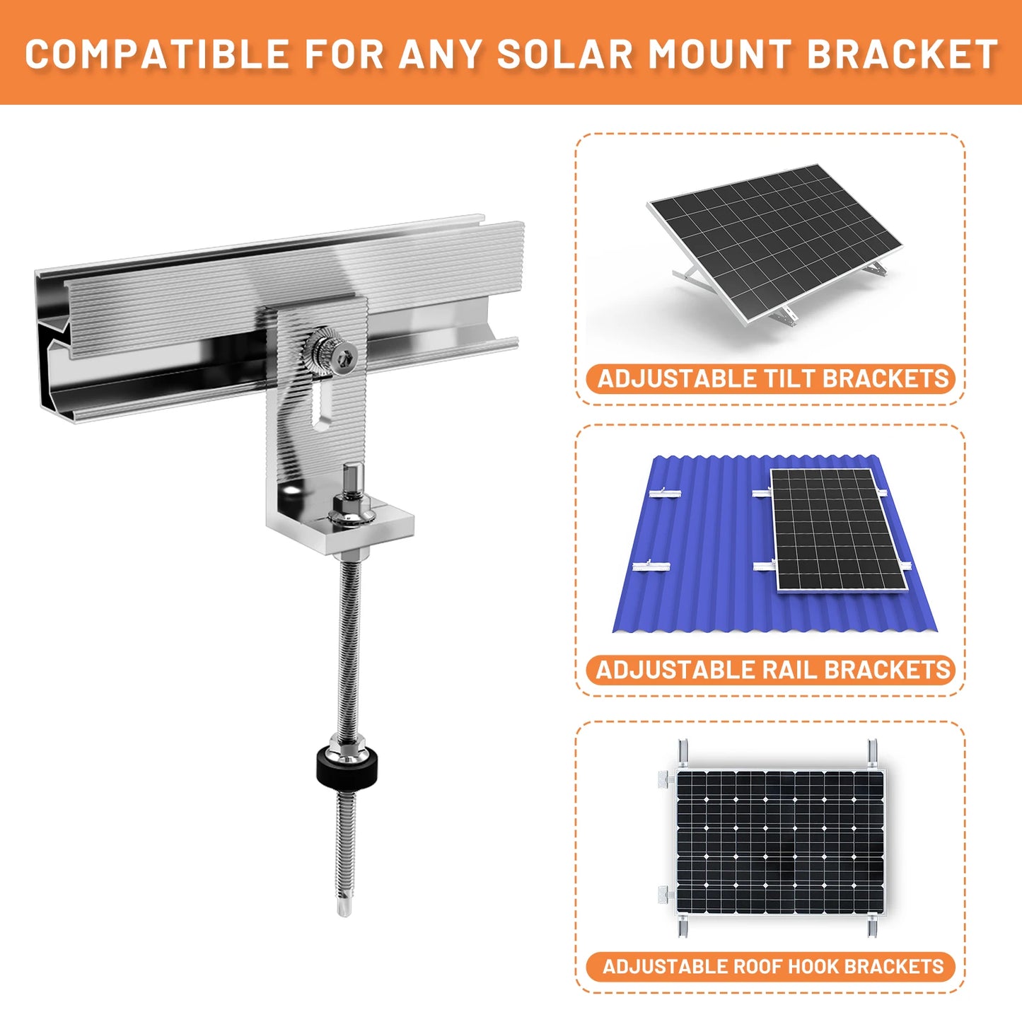 Support de Panneau Solaire, Vis Captives en Acier Inoxydable