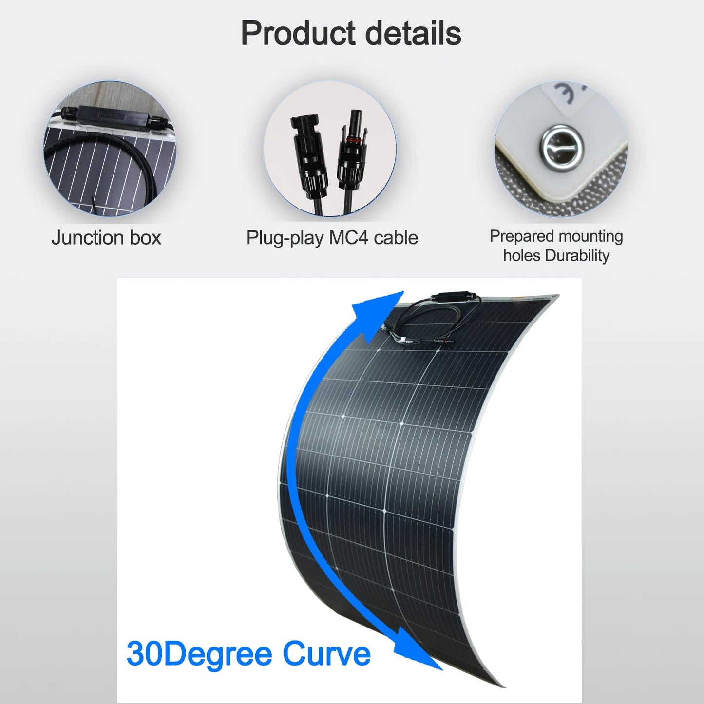 Panneau solaire flexible 250W (2 x 125W) à haute efficacité