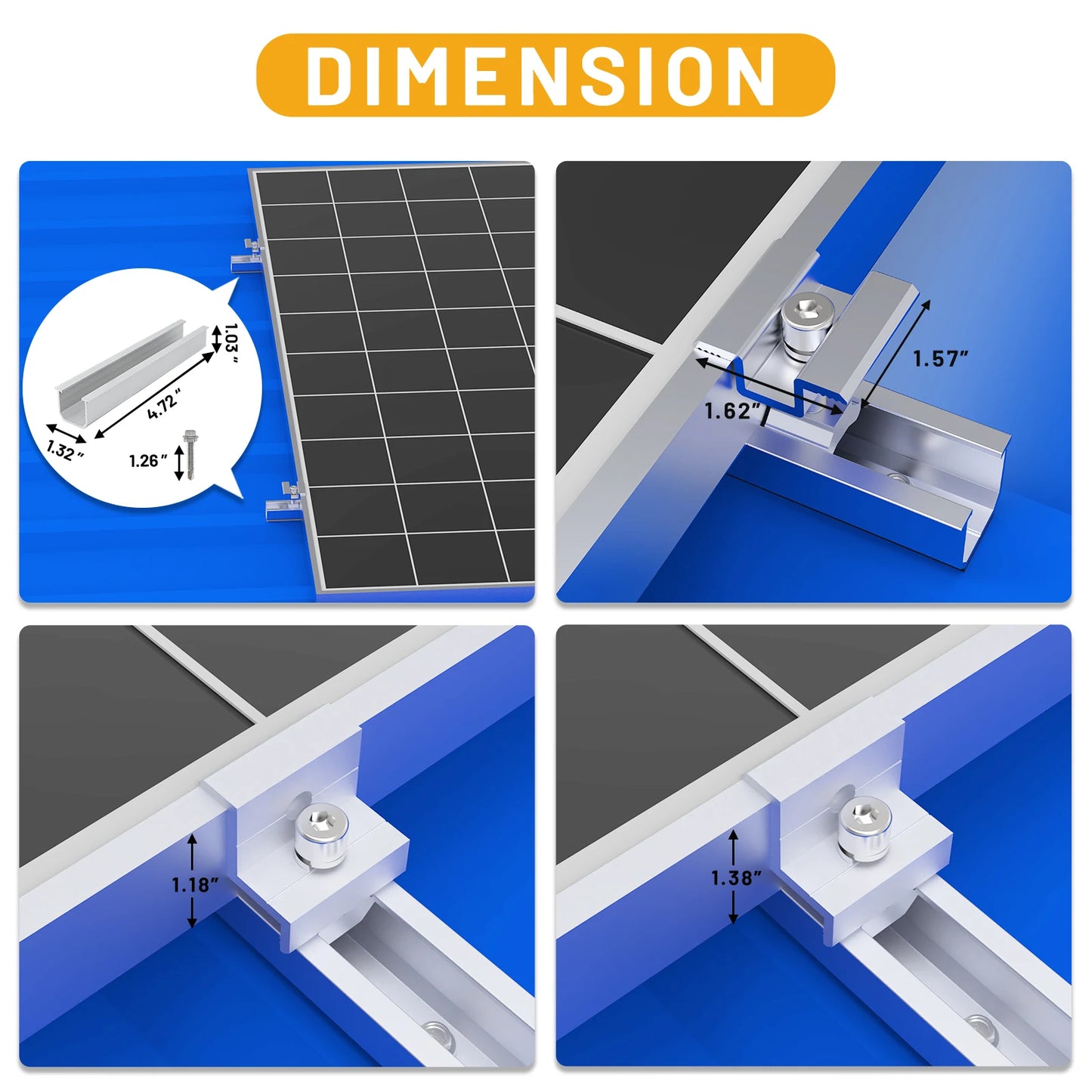 Kit de support de montage de panneau solaire avec mini rails