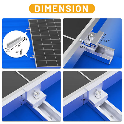 Kit de support de montage de panneau solaire avec mini rails