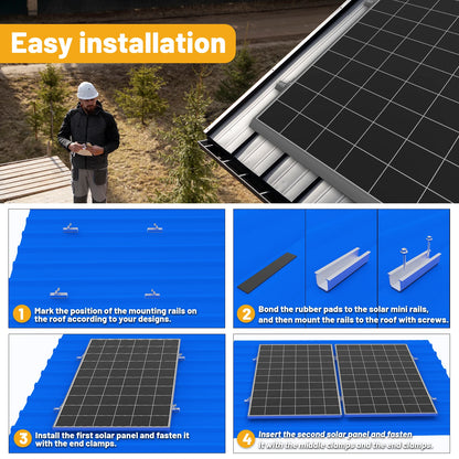 Kit de support de montage de panneau solaire avec mini rails