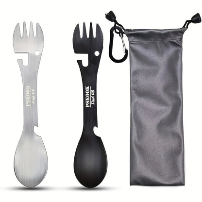Outils de survie fourchette couteau cuillère bouteille/ouvre-boîte