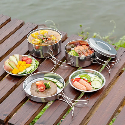Ensemble de 8 ustensiles de cuisine de camping en acier inoxydable