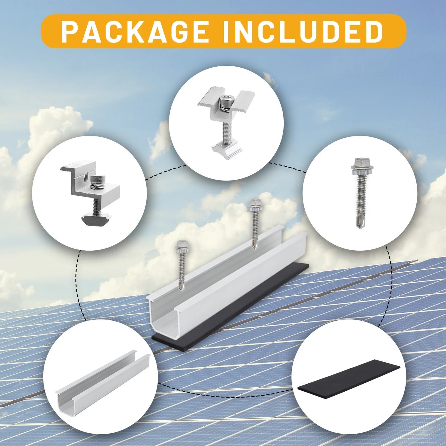 Kit de support de montage de panneau solaire avec mini rails