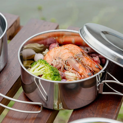 Ensemble de 8 ustensiles de cuisine de camping en acier inoxydable