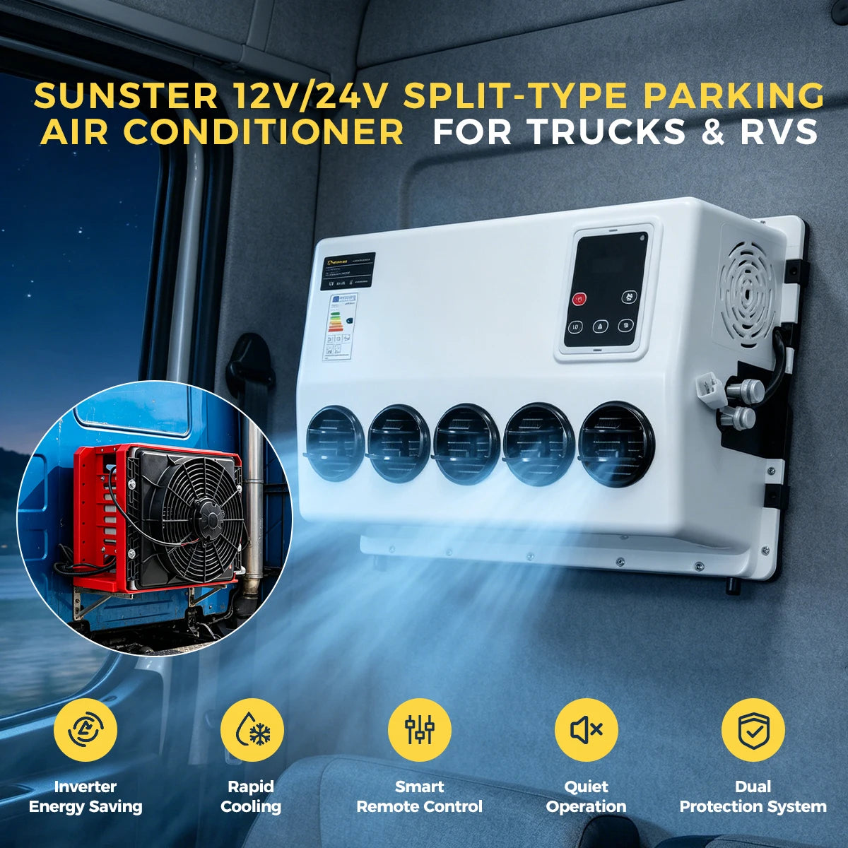 Climatisation de toit électrique 12V 24V de camping-car