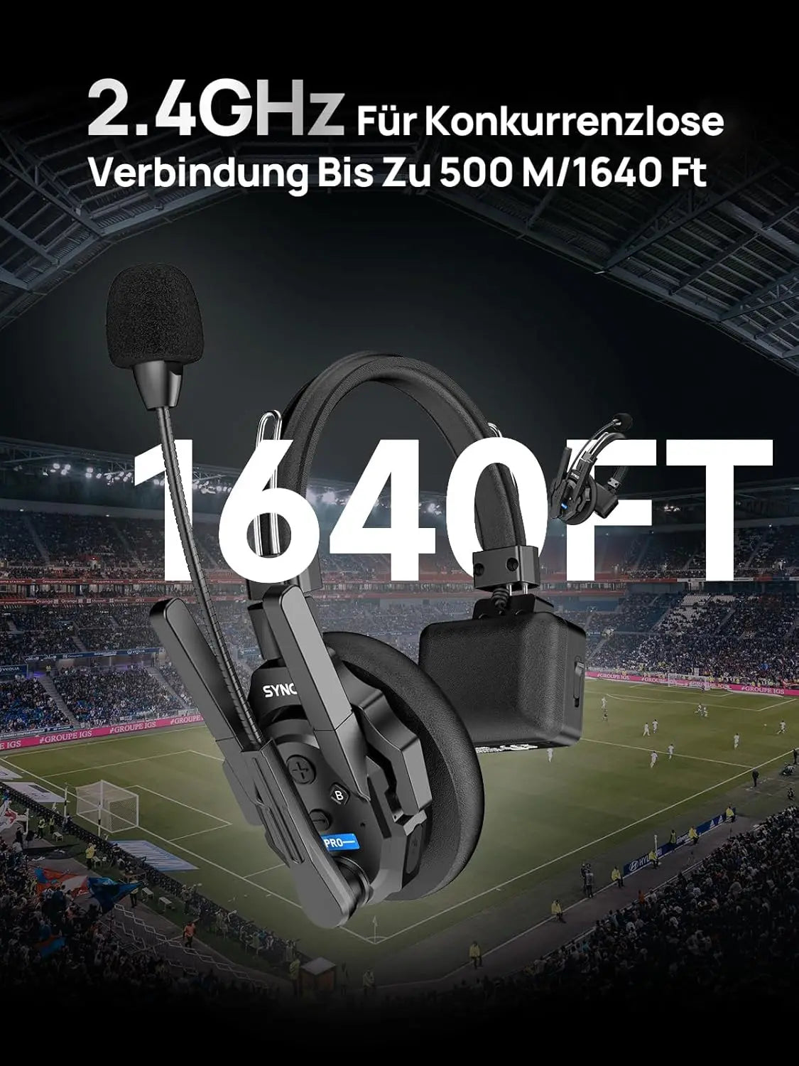Casque d'interphone sans fil 2.4GHz Full Duplex autonomie de la batterie 24H