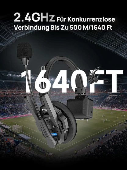 Casque d'interphone sans fil 2.4GHz Full Duplex autonomie de la batterie 24H