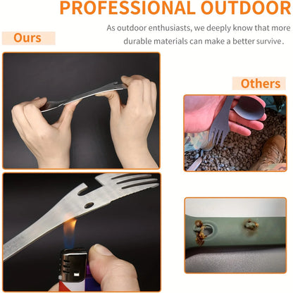 Outils de survie fourchette couteau cuillère bouteille/ouvre-boîte