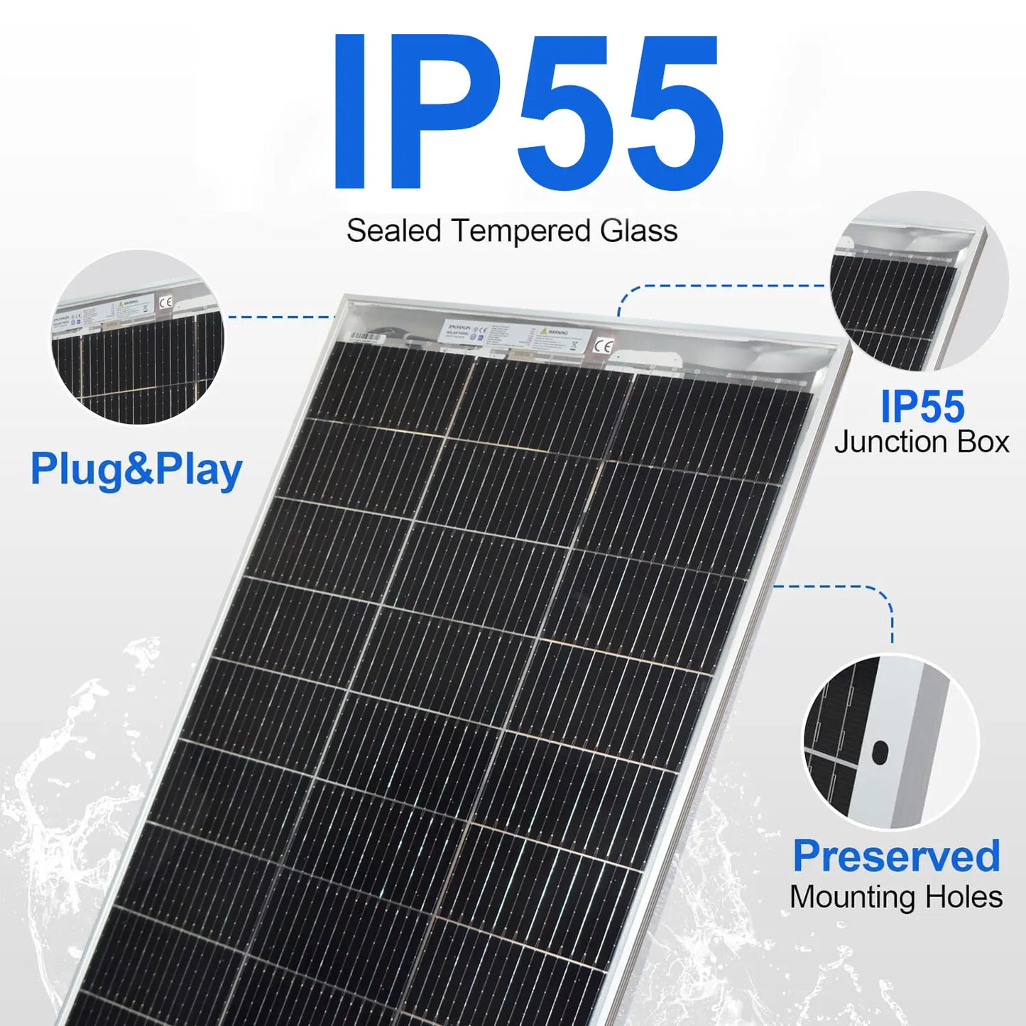 120W 240W panneau solaire transparent 18V panneau solaire bifacial