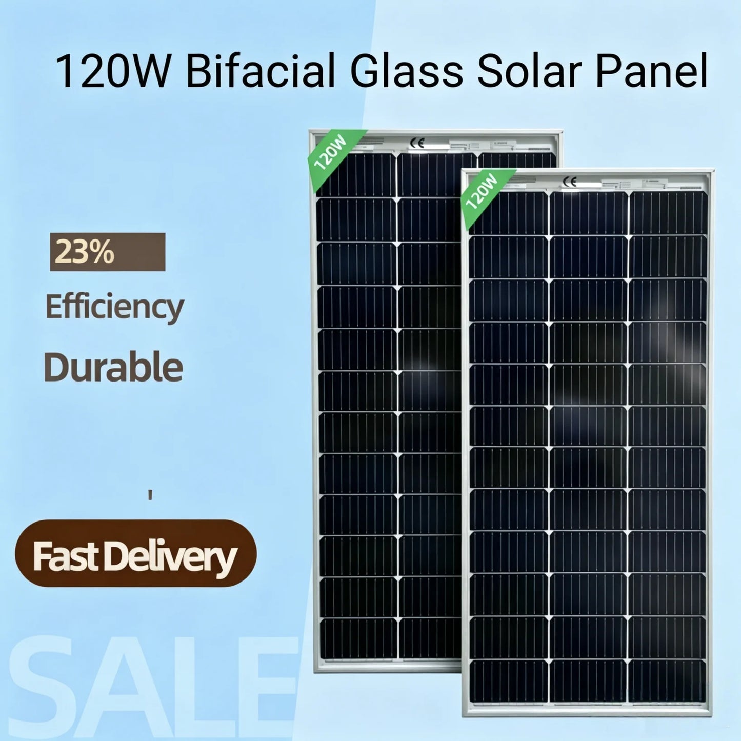 Panneau solaire bifacial en verre 120W