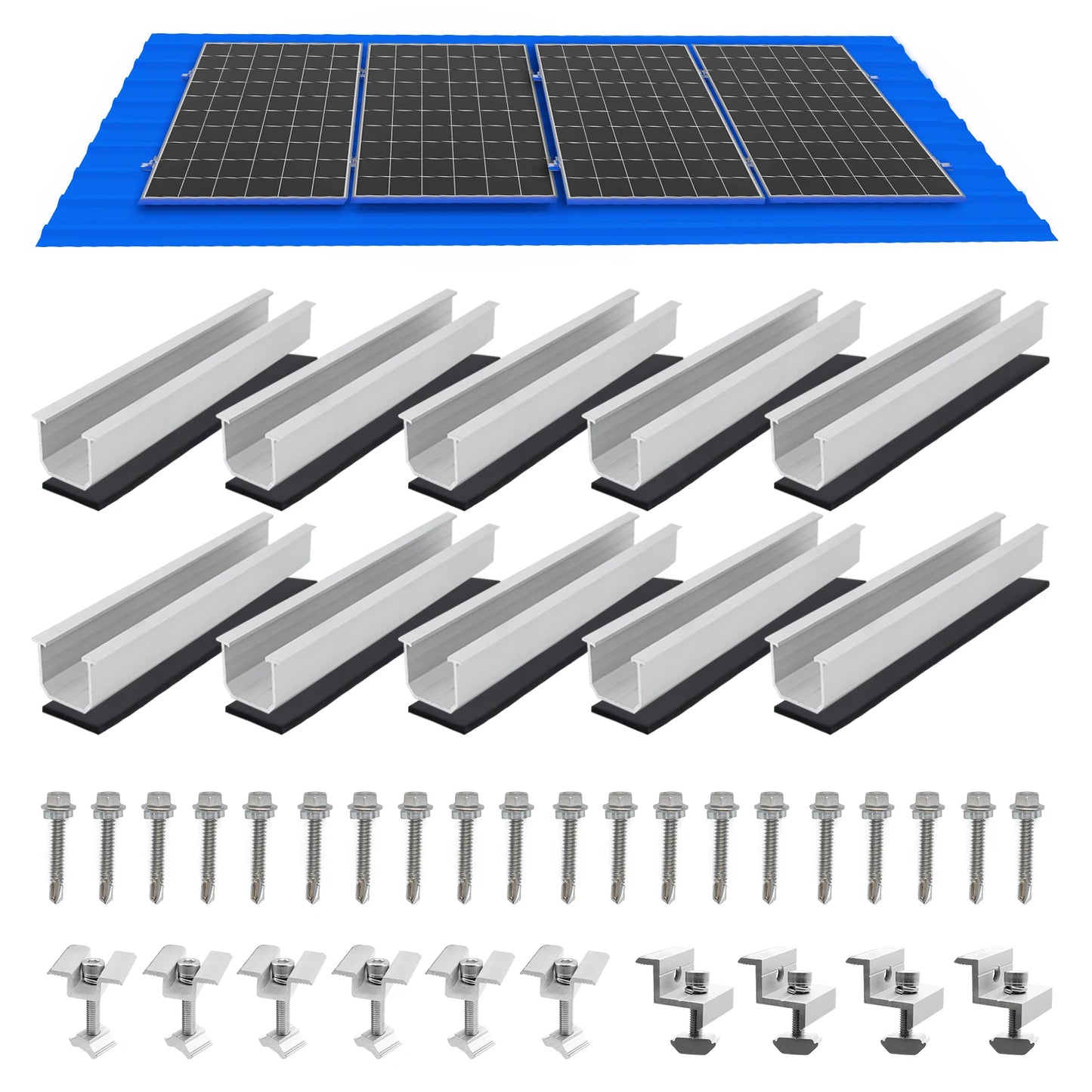 Kit de support de montage de panneau solaire avec mini rails