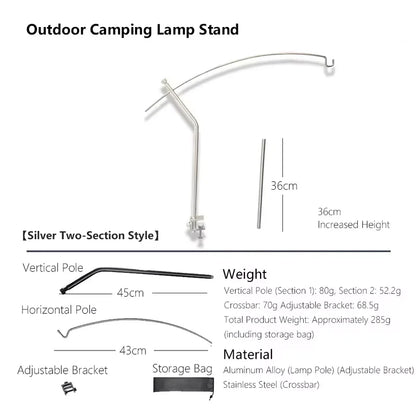 Support de lampe de camping ultraléger avec réglage à 360°