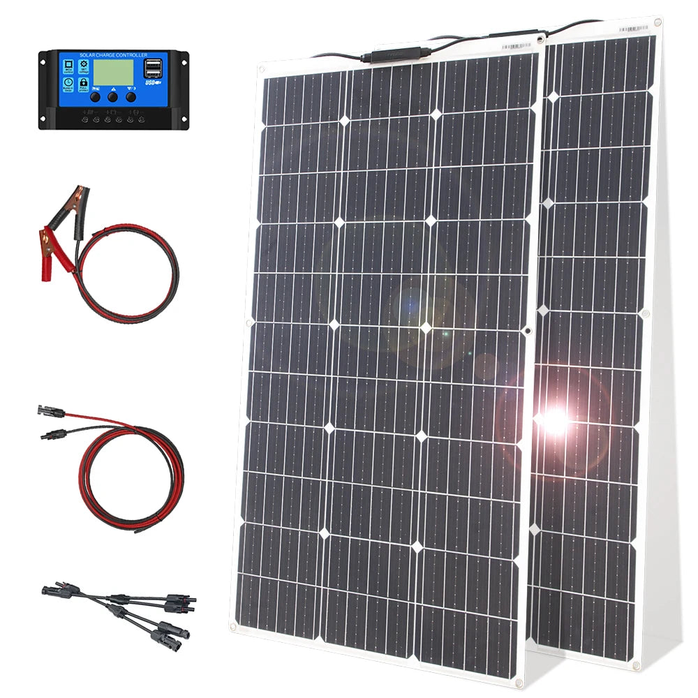Kit de panneaux solaires flexibles 12V, 100W 200W