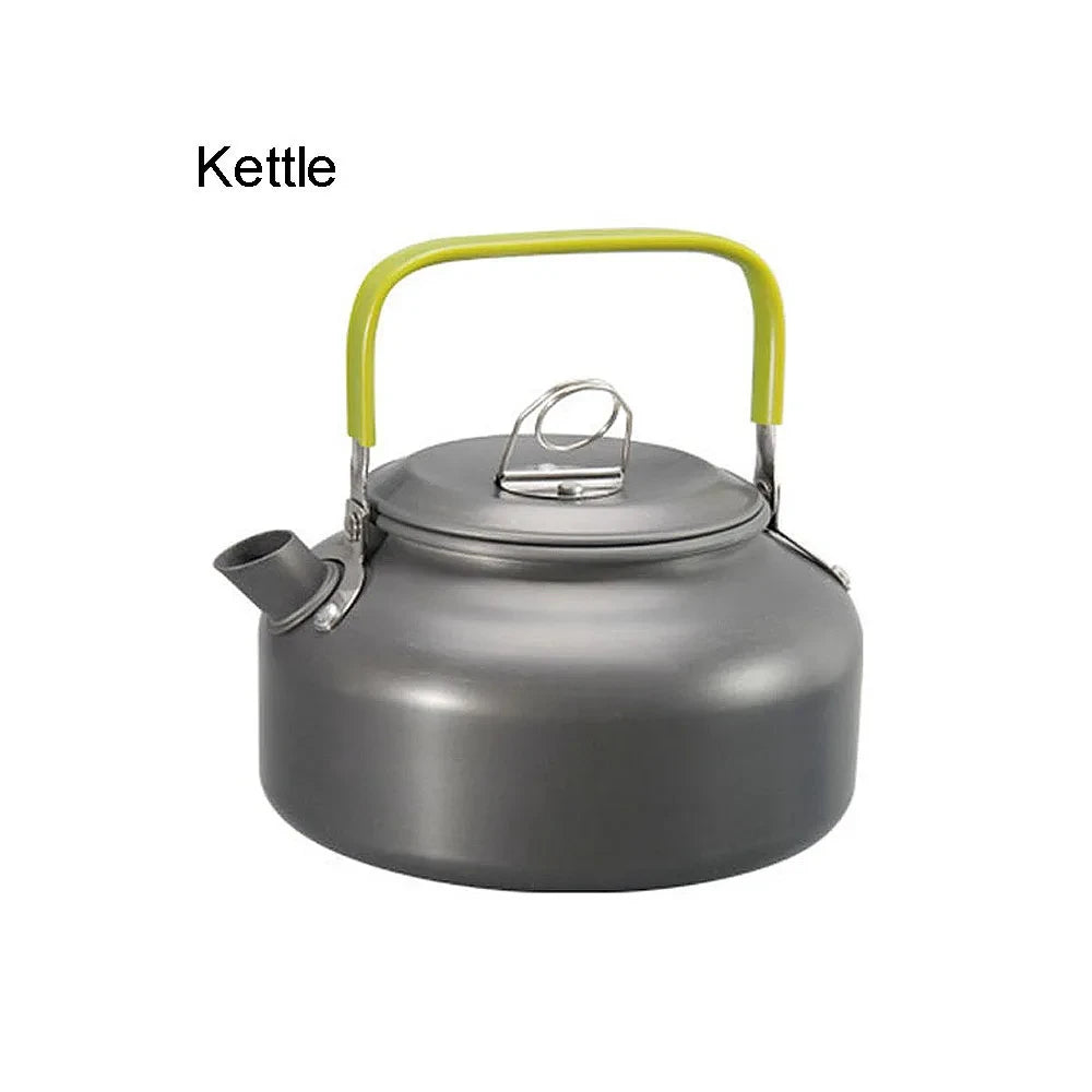 Ensemble de vaisselle de camping en plein air, pot antiadhésif en aluminium, vaisselle d'extérieur portable, vaisselle de visionneuse, pot de cuisson, bol, randonnée, barbecue, pique-nique