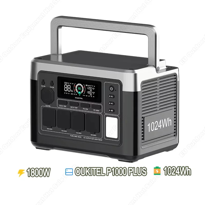 Station d'alimentation portable 1800W – 1024Wh LiFePO4 silencieuse