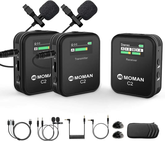 Microphone à clipser sans fil C2 2,4 G avec portée de 70 m