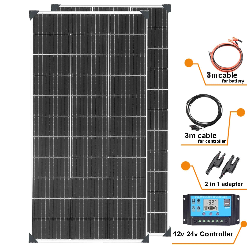 Panneau Solaire Rigide 120W 18V — Monocristallin Type N, 24%, 1 à 10 Pièces (120W à 1200W)
