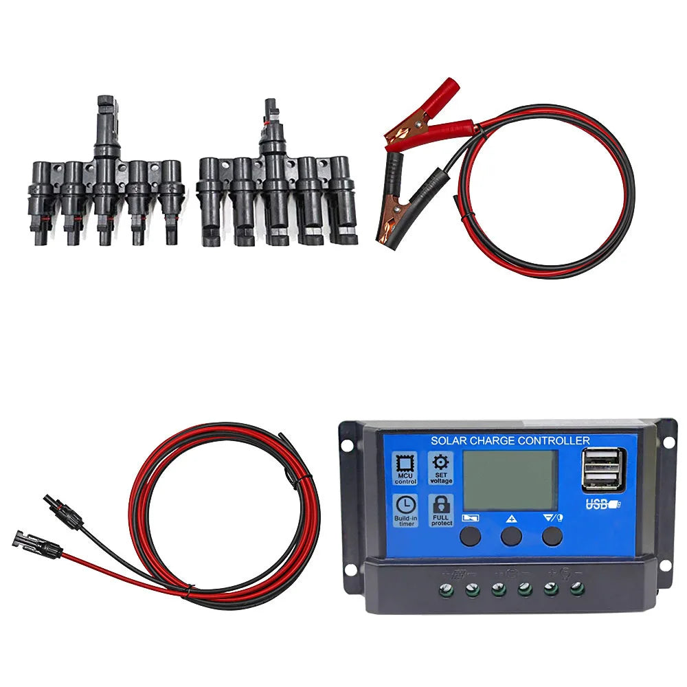 Chargeur solaire avec directions, contrôleur 12V, 24V, 60A, 50A, 40A, 30A, 20A, 10A
