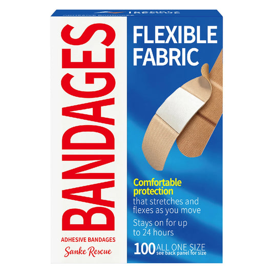 Bandages adhésifs en tissu flexible, 30/100 pièces