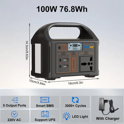 Station d'alimentation portable 100W 200W 500W avec batterie LiFePO4