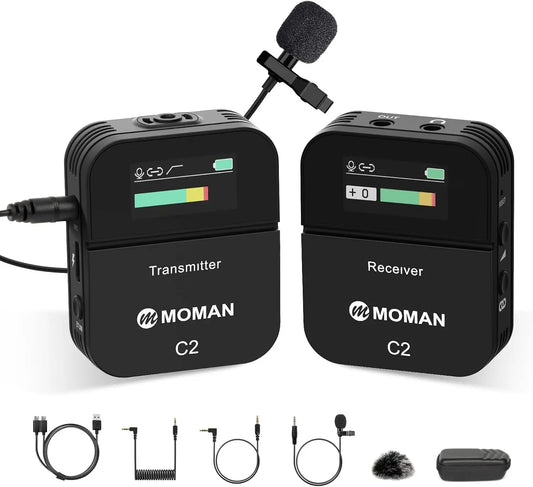 Microphone à clipser sans fil C2 2,4 G avec portée de 70 m