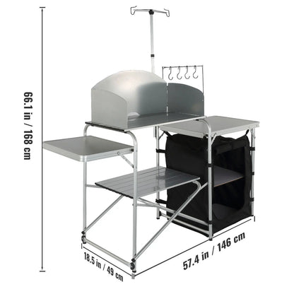 Outdoor Kitchen Table Foldable Cabinet Aluminum Kitchen Storage Rack