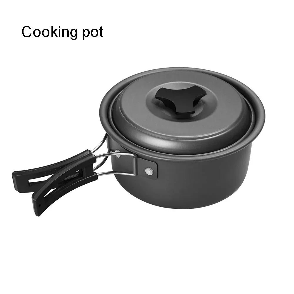 Ensemble de vaisselle de camping en plein air, pot antiadhésif en aluminium, vaisselle d'extérieur portable, vaisselle de visionneuse, pot de cuisson, bol, randonnée, barbecue, pique-nique
