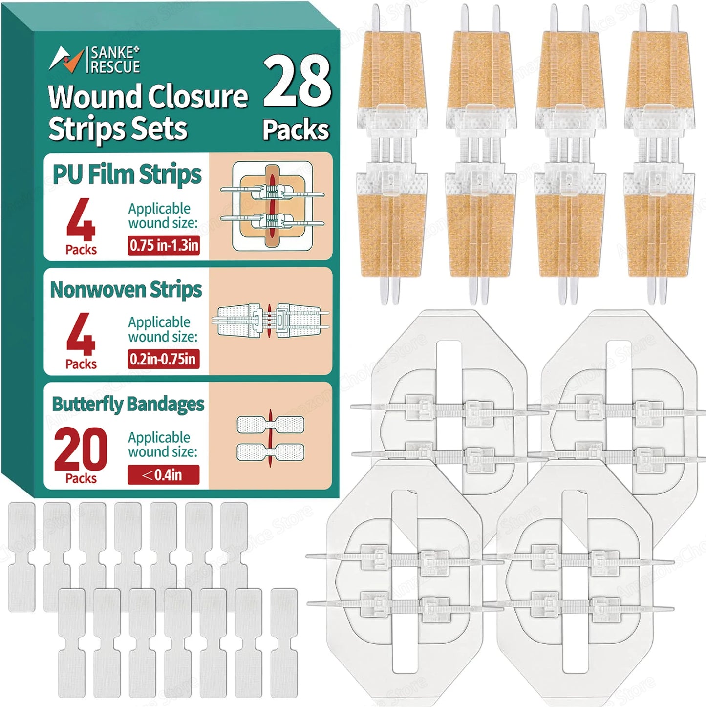 Bandes pour Fermeture de Plaies, Kit d'Urgence