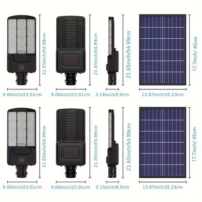 Lot de 2 Lampes Solaires 8 000 lm — 59W LED, Détection de Mouvement, IP65, Batterie 26 000 mAh, Télécommande