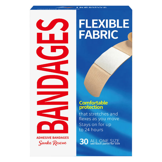 Bandages adhésifs en tissu flexible, 30/100 pièces