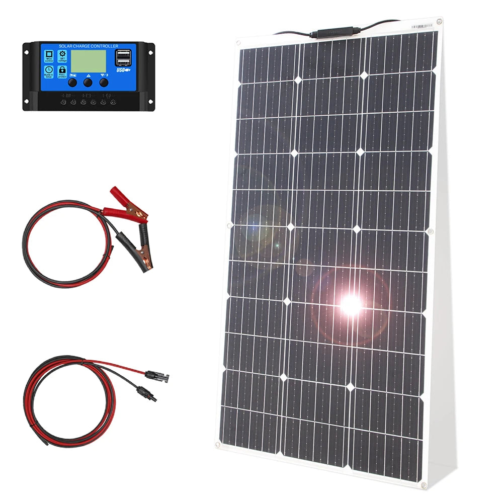 Kit de panneaux solaires flexibles 12V, 100W 200W