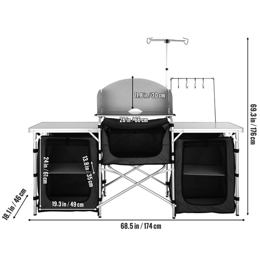 Table de cuisine extérieure armoire pliable support de rangement de cuisine en d'aluminium