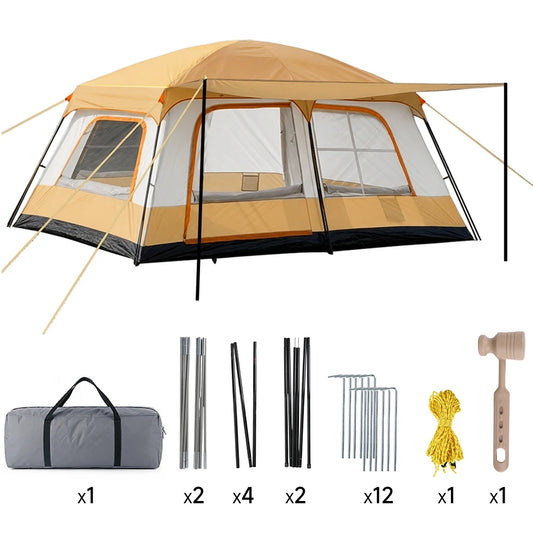 Tente de camping familiale 6 personnes, installation rapide en 10 minutes