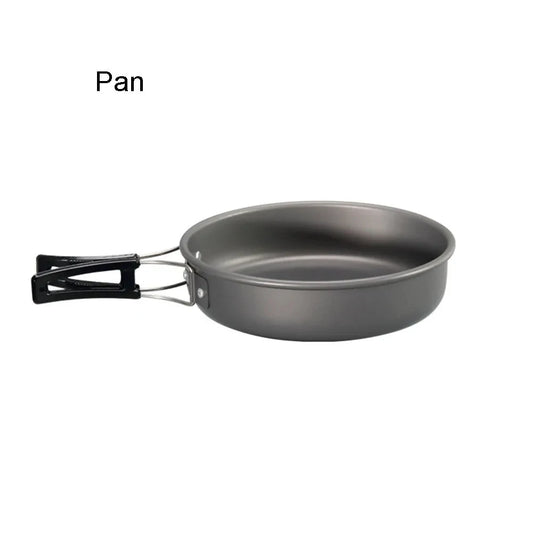Ensemble de vaisselle de camping en plein air, pot antiadhésif en aluminium, vaisselle d'extérieur portable, vaisselle de visionneuse, pot de cuisson, bol, randonnée, barbecue, pique-nique