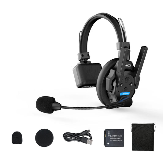 Casque d'interphone sans fil 2.4GHz Full Duplex autonomie de la batterie 24H