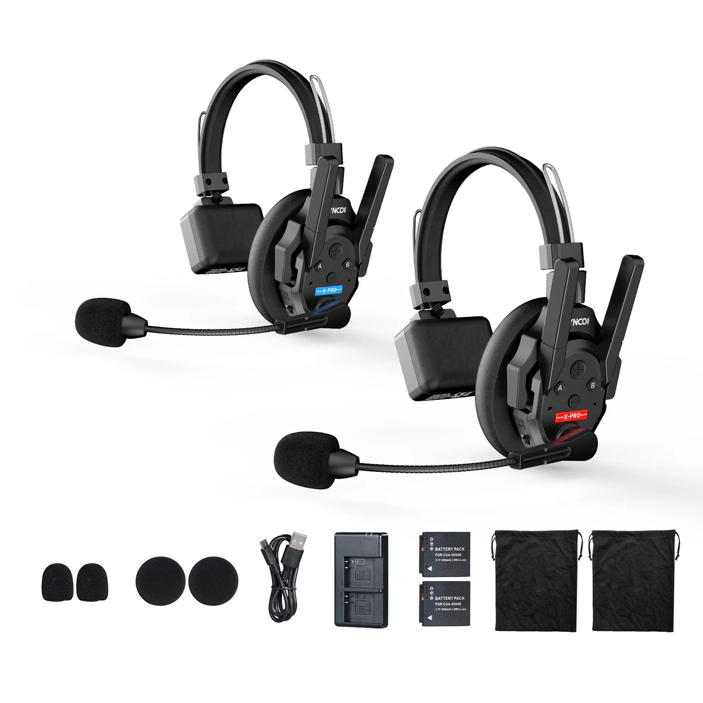 Casque d'interphone sans fil 2.4GHz Full Duplex autonomie de la batterie 24H