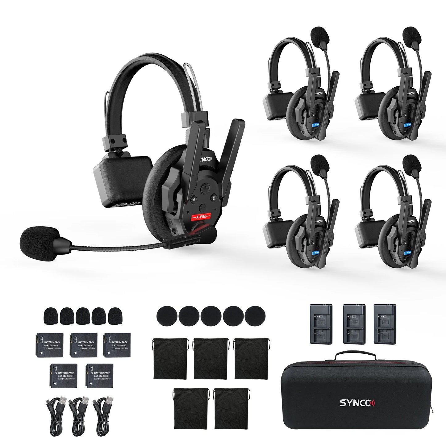 Casque d'interphone sans fil 2.4GHz Full Duplex autonomie de la batterie 24H